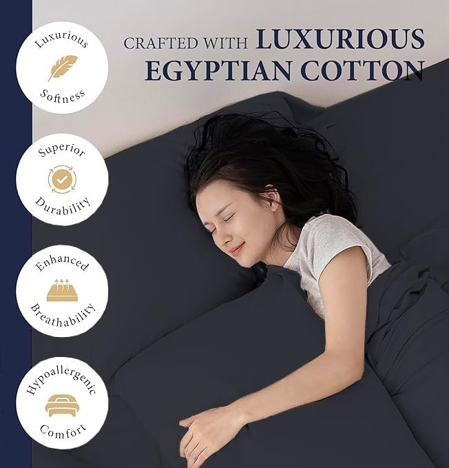 Miniatura 4 de King Size 4Pcs 100% Egyptian Cotton 800 Thread Count 15" Inch Deep Pocket Premium Hotel Quality Smooth & Soft Bedding Sheet Set Luxury Soft - Black