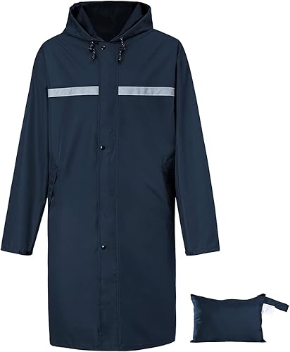 Chaqueta de lluvia larga para hombre, impermeable, poncho de lluvia con capucha, chaqueta ligera de emergencia para actividades al aire libre