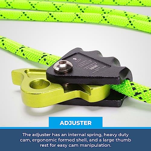 RNA X-Flight Adjustable Lanyard with Snap Hook - Neon Yellow, 6-Foot Heavy-Duty Positioning System, Made in USA, Arborist and Work-at-Height Gear