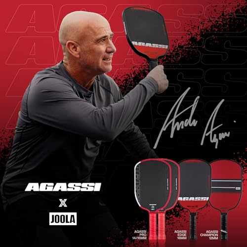 Image of JOOLA Agassi PRO IV 14mm Pickleball Paddle w /Extended Sweet Spot - Carbon Fiber Surface Increases Spin & Control - SK Film for Power & Larger Sweet spot - UPA-A Certified - USAP Approved - NFC Chip