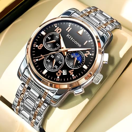 Image of KITCONE Multicolour Dial Analogue Men's Wrist Watch with Date Calendar, Metal Case and Strap -FBBH1