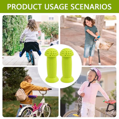 Proberos® Kids Bike Handle Grip 3.9 inches Soft Silicone Grip Sleeve Cover Porous Silicone Anti-slip Grip Universal Children's Bicycle Grips for Scooter, Tricycle, Children's Balance Bike, Green 7 51K48u2N4HL