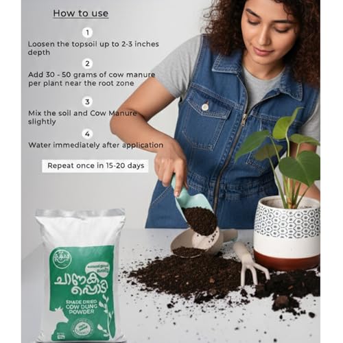 Image of Cow Dung Manure | 100% Natural Organic Fertilizer for Plants | Nutrient-Rich Compost with Microbial Bio-Stimulants | Improves Plant Health, Water Retention & Soil Fertility (10kg)