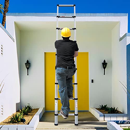 Aluminum Folding Telescopic Ladder Step Ladders Extendable, VickyHome Telescopic Ladder Garden Ladders for Hedge Cutting, Anti-slip Rubber Feet, Adjustable Step, 2.6M/8.5FT 7 Aluminum Folding Telescopic Ladder Step Ladders Extendable, VickyHome Telescopic Ladder Garden Ladders for Hedge Cutting, Anti-slip Rubber Feet, Adjustable Step, 2.6M/8.5FT - Image 7