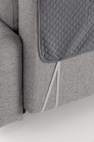 Textilhome Sofaüberwurf L Form Rechts Textilhome Sofa Überzug Adele, Universeller Sofabezug, Couch Überzug Gepolstert, Sofaschoner Schutzdecke, Haustierfreundlich, Farbe Grau, 240 cm
