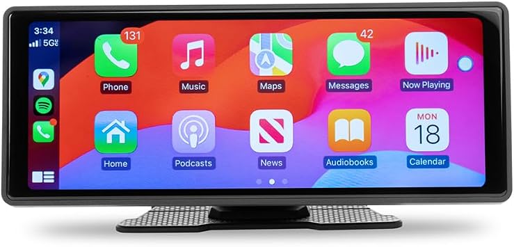 Belva NDASH10 N-10 10.26" Portable Dash Mount Stereo with Apple CarPlay, Android Auto, Bluetooth, and GPS Navigation for Cars, Trucks, RVs, Semi-Trucks, EVs/Tesla