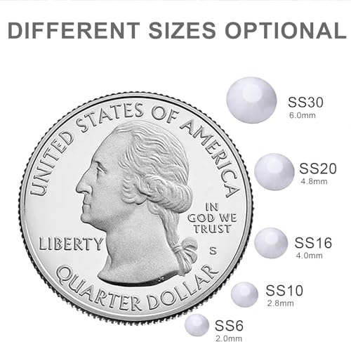 Image of 2880pcs Glass Flatback Rhinestones for Nail Art Crafts, Multi-Size Round Crystal Gems for DIY Decoration 2-4.8mm SS6-20 Solid White