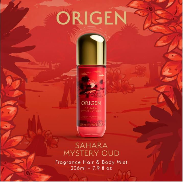 O..rigen Sahara Mystery Oud Hair and Body Mist for Women, 7.9 oz – Deep Warm Amber Woody Fragrance with Oud, Saffron, and Vanilla