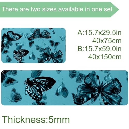 Alfombrillas de cocina para pasillo y cuarto de lavado con diseño de mariposas 4