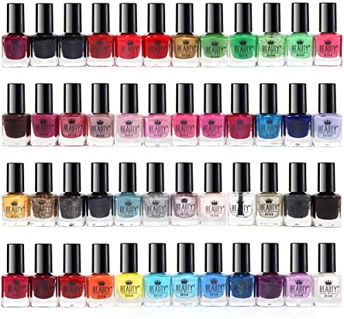 48 x Splash Nagellack Set 48 Verschiedene Moderne Farben + 2 Sets Nagelsticker Cover