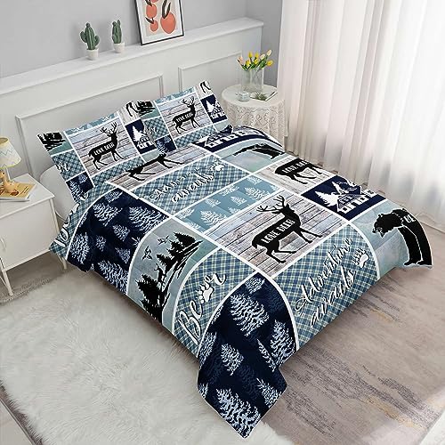 Datura home Kids Comforter Set Elk Printed Pattern Bedding Set with 1 Comforter and 2 Pillowcases for Girls Boys Bedroom All Season(Elk2 Twin)