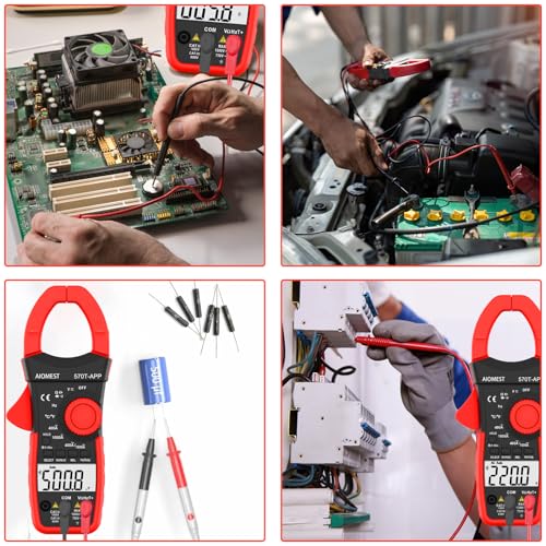 Image of AIOMST 570T-APP Clamp Multimeter, AC /DC 1000A Digital Clamp-on Meter with Data Logging, Measures Amp, Volt, Ohm, Capacitance, Frequency, Temperature, Continuity Electrical Tester