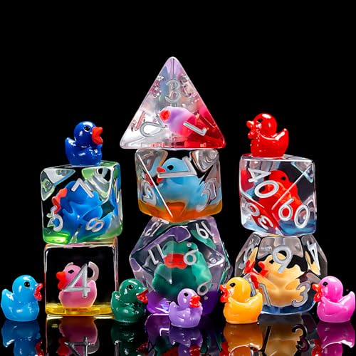 Duck Resin D&D Dice Set, 7-Piece DND Polyhedral Dice (D4, D6, D8, D10, D12, D20, D%) Dungeons and Dragons Dice Set