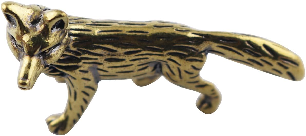 LQ Industrial Mini Fox Figurine Animal Sculptures Brass Crafts for Decorating Desk/Table/Display Cabinet/Cupboard image 4