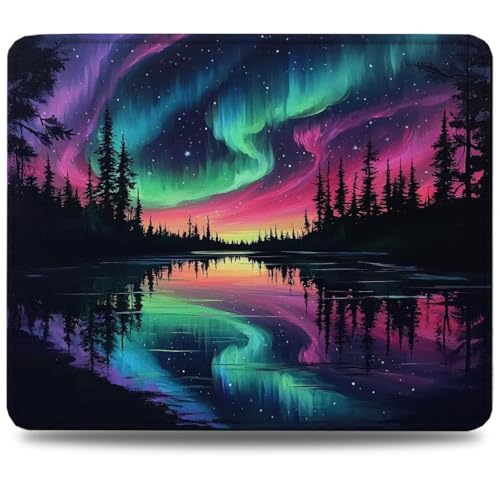 Tapis de Souris de Gaming 420 mm x 350 mm Tapis de Souris Norvège, Accessoires Bureau Antidérapant Étanche, Haute Précision et Vitesse avec Bords Cousus pour Gamer, Ordinateur, PC, Aurore 0d-837