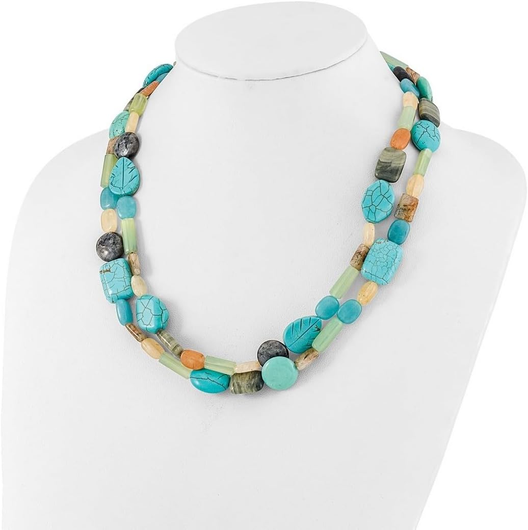 JewelryWeb 24.6mm 925 Sterling Silver Multi Stone 2-strand With 2in Extension Necklace 20.5 Inch Strand Necklace for Women