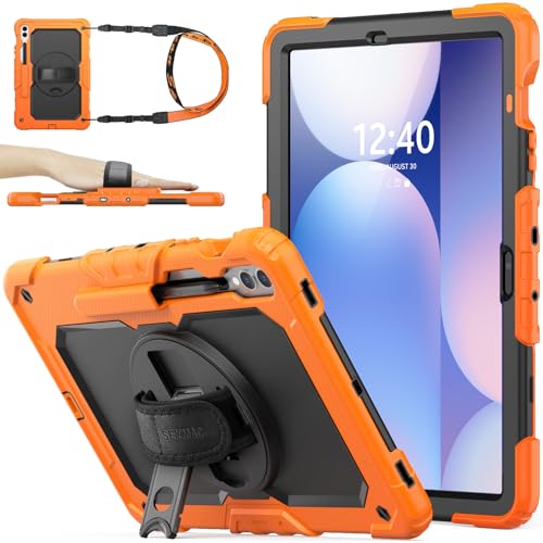 Image of SEYMAC stock Case for Samsung Galaxy Tab S10+ Plus / S9 FE+ Plus / S9+ Plus 5G Tablet Case 12.4'' Protective with Screen Protector, Pen Holder, 360 Rotate Stand, Hand Strap, Shoulder Strap, Orange1
