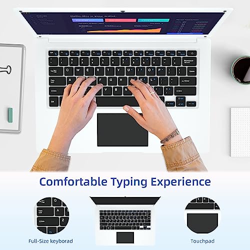 Image of 14.1 inch Laptop Computer,Celeron N3450,4GB RAM and 64GB SSD,Windows 11 Laptop Computers with FHD 1920 * 1080 IPS Display Notebook PC,Slim and Lightweight Notebook,Work and Students laptops,White, WPS