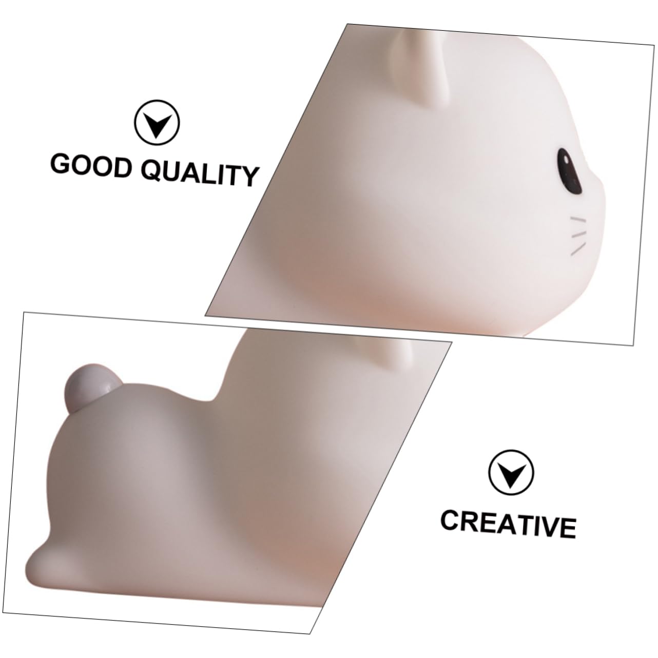 Lámpara de Noche de Gato de Silicona USB Recargable para Dormitorio | Blanco, Control por Toque, Abs y Pc, Decoración de Escritorio, Luz para Dormir