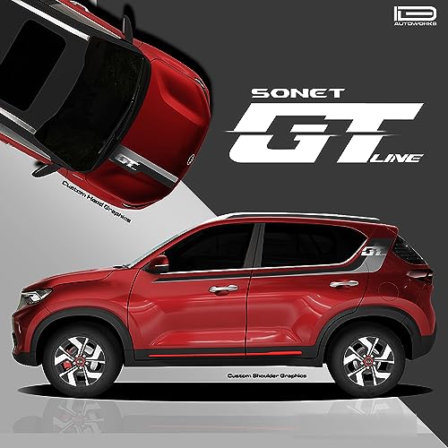 Image of GT Edition Decal Made for Kia Sonet | Colour - Intense Red | Size - 30.5 x 7 cm