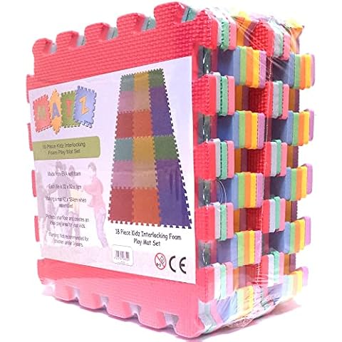 Edz Kidz Interlocking Foam Play Mat Set. Great for Babies, Toddlers or Even exersise (32 x 32cm. 18 Piece Pastel Mats) Cover