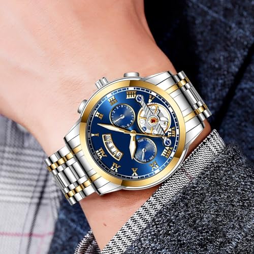 Image of KITCONE Multicolour Dial Analogue Men's Wrist Watch with Date Calendar, Metal Case and Strap -BRRD1