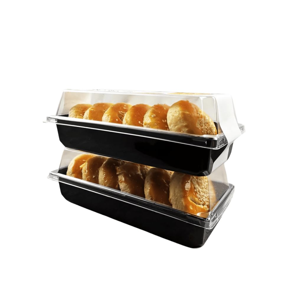 50Pcs Reusable Sandwich Box with Clear Lids Sandwich Plastic Container Sushi Container Box Swiss Roll Container for Cakes Cookies Pastries Dessert Fruits salad Display,7.5"x3.3"x2.3"