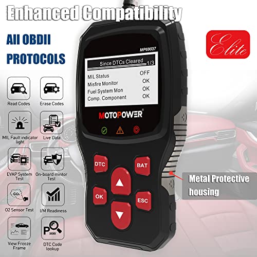 MOTOPOWER MP69037 Car OBD2 Scanner Code Reader Engine Fault Code Reader Scanner CAN Diagnostic Scan Tool for All OBD II Protocol Cars