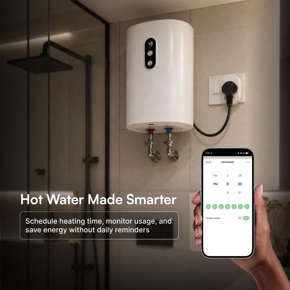 Image of Volt One 16A Smart Plug Wi-Fi Enabled Heavy Duty Socket with Energy Monitoring and App Control Compatible with Alexa and Google Home Ideal for AC Geyser and Heavy Appliances White
