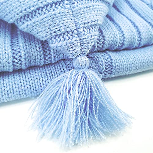 Image of XMWEALTHY Newborn Baby Wrap Swaddle Blanket Knit Wrap Blanket Bag Wrap Blanket Sack Stroller Wrap for Baby Light Blue 0-6 Month