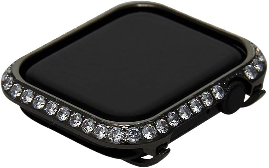 Big Bling Rhinestone Diamond Crystal Studded Gorgeous Bezel Case Cover Compatible Apple Watch SE 3 2 1 Series 6 5 4 (Gold, 44mm)