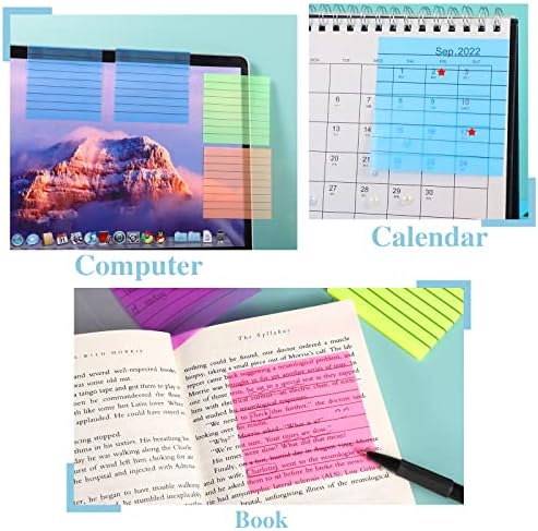 6 Pack Transparent Sticky Notes, Clear Lined Sticky Notes Self-Stick Sticky Notes with Lines Waterproof Translucent Notes Pads for School Office Meeting Home Book Notes (3X3 inch, 300 Sheets)