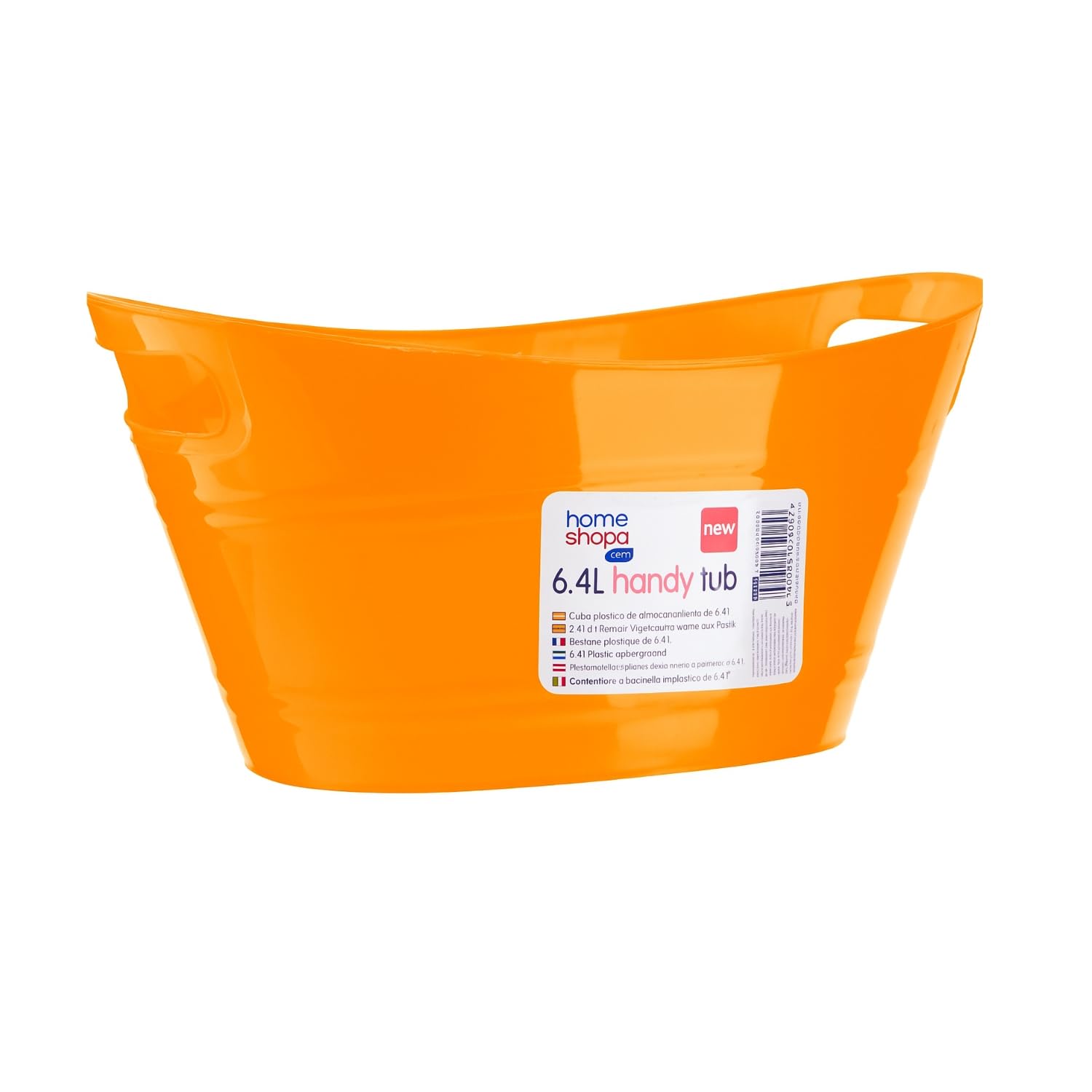 Homeshopa.com Orange Homeshopa 6.4 Litre Plastic Oval Handy Tub Ice Bucket, 1 Pack Beverage Beer Party Bucket, Summer Chiller Bin Outdoor Cooler Drinks, Stackable & Lightweight