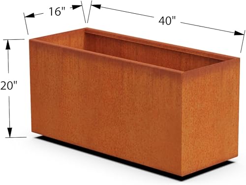 Miniatura 9 de Corten - Maceta rectangular de acero rústico para jardín, 46 pulgadas de largo, 20 pulgadas de ancho y 24 pulgadas de alto, resistente, fabricada en