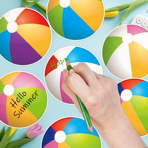 Image of 48Pcs Beach Ball Cutouts Summer Bulletin Board Decorations Colorful Beach Ball Paper Cut-Outs Pool Balls Theme Party Cutouts for Summer Party Home Office School Classroom Decor