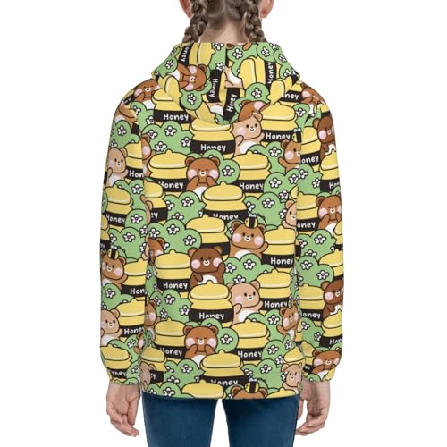 Cute Teddy Bear in Various Poses Kid Hoodies Boys Zip Up Sweatshirts Girls Pullover with Pocket 5