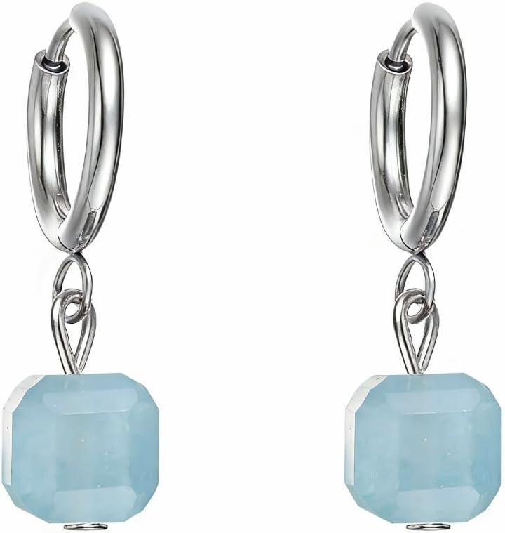 Natural Stone Earrings for Women Moonstone Lapis Lazuli Carnelian Rose quartz Dalmatian jasper Tigers eye Drop Dangle Sliver Earrings Handmade Gemstone Jewelry Gifts for Mom Girlfriend