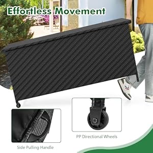 Tangkula Tightly-Woven Rattan Deck Box, Patiojoy Storage Cabinet Container with Polyester Liner, Universal Wheels & Gas Strut, 85 Gallon Indoor Outdoor Storage Box for Pillows, Cushions (Black) Tangkula Tightly Woven Rattan Deck Box Patiojoy Storage Cabinet Container with Polyester Liner Universal Wheels Gas Strut 85 Gallon Indoor Outdoor Storage Box for Pillows Cushions Black