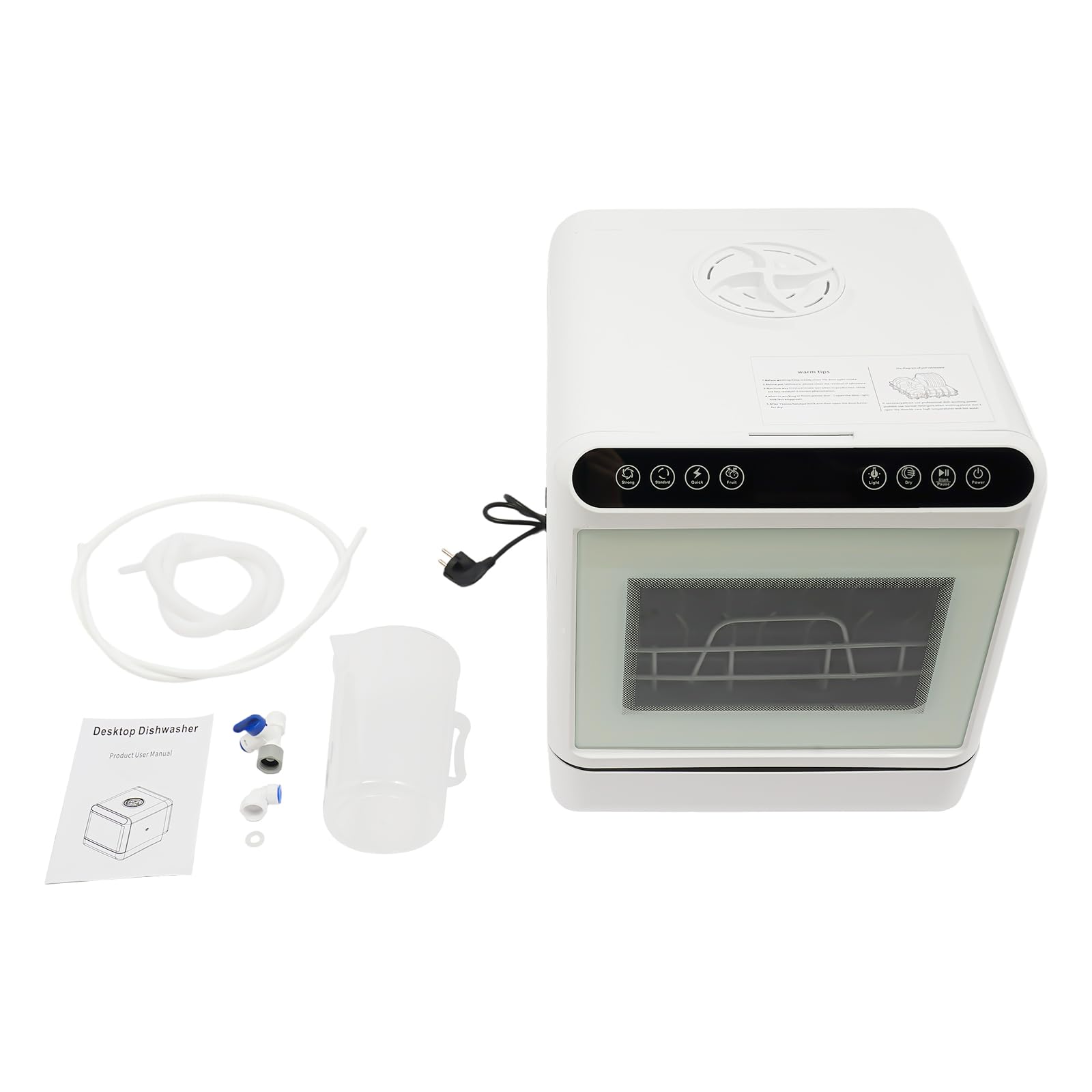 Lavastoviglie da tavolo 1100 W Mini lavastoviglie per 6 soffitti di misura 4 modalità di pulizia lavastoviglie da tavolo con serbatoio dell'acqua da 6 l, piano lavastoviglie con indicatore LED