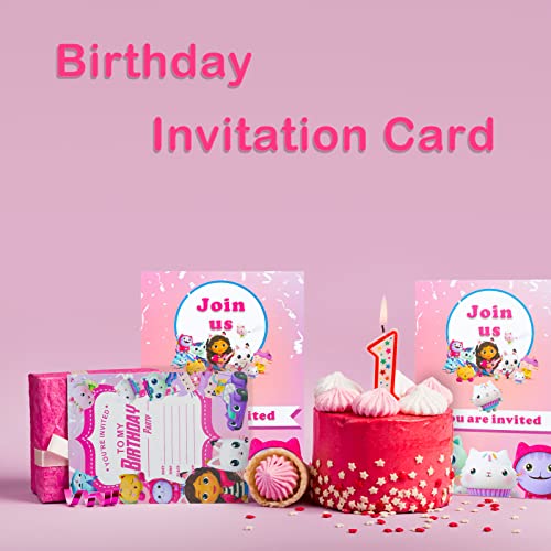 Gabby's Dollhouse Uitnodigingskaarten voor kinderen, 24 stuks dollhouse uitnodigingen, kleur feest, uitnodigingskaart… - Image 7