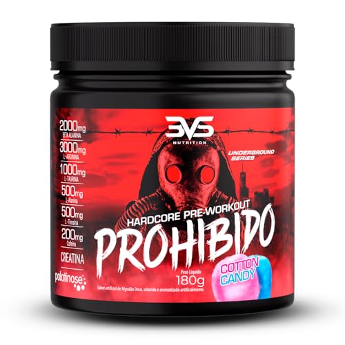 3VS Nutrition Pré Treino Prohibido 180g Sabor Algodão Doce