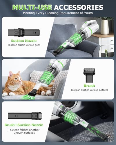 Image of AHNR Handheld Vacuum Cleaner Cordless Rechargeable 16000PA for Car Home