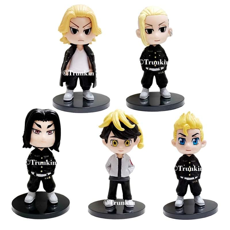 Trunkin Tokyo Revengers Rubber Action Figure Set Of 5 Pcs Figurine | Manjiro Sano Chifuyu Matsuno Takemichi Hanagaki Beeldje Manga Weeb Collectible | 10Cm Figures,Multicolor