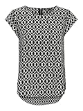 ONLY CARMAKOMA Damen Kurzarm Bluse Große Größen | Design Muster Shirt | Curvy Plus Big Size Übergröße, Farben:Weiß-Schwarz, Größe:52