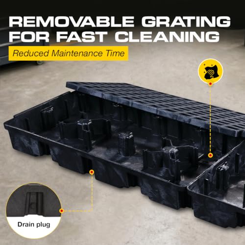 Image of Eagle 4 Drum Spill Containment Pallet with Drain, Made in the USA, Black