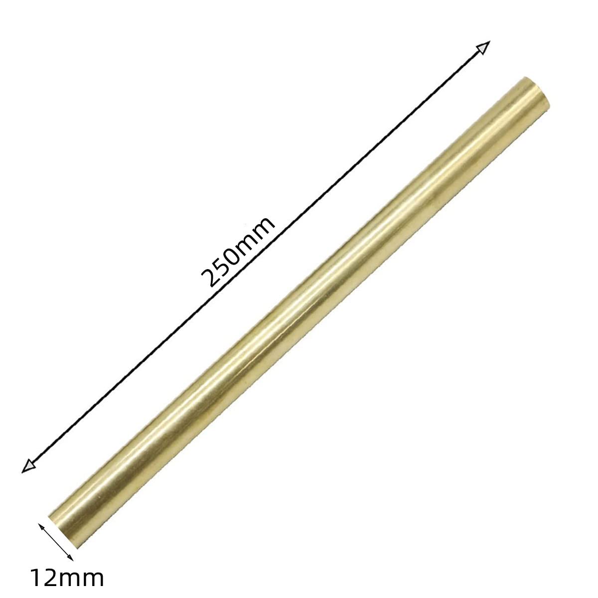 Pręt okrągły z litej miedzi, pręt okrągły z mosiądzu, średnica 12 mm, długość 250 mm, opakowanie 2 sztuki do modelu RC samolot helikopter DIY Craft