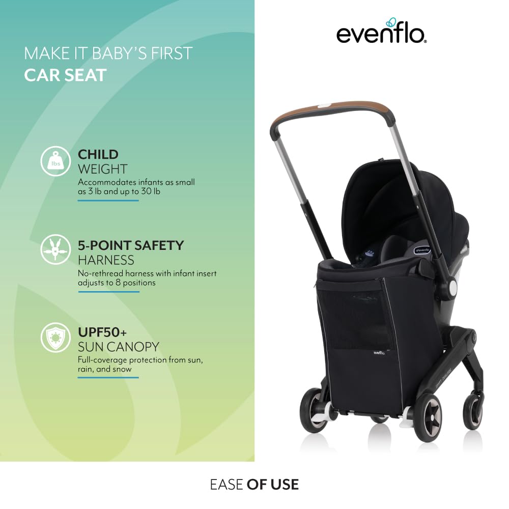 Amazon.com : Evenflo Shyft DualRide Infant Car Seat Stroller Combo with  Carryall Storage (Boone Gray) : Baby