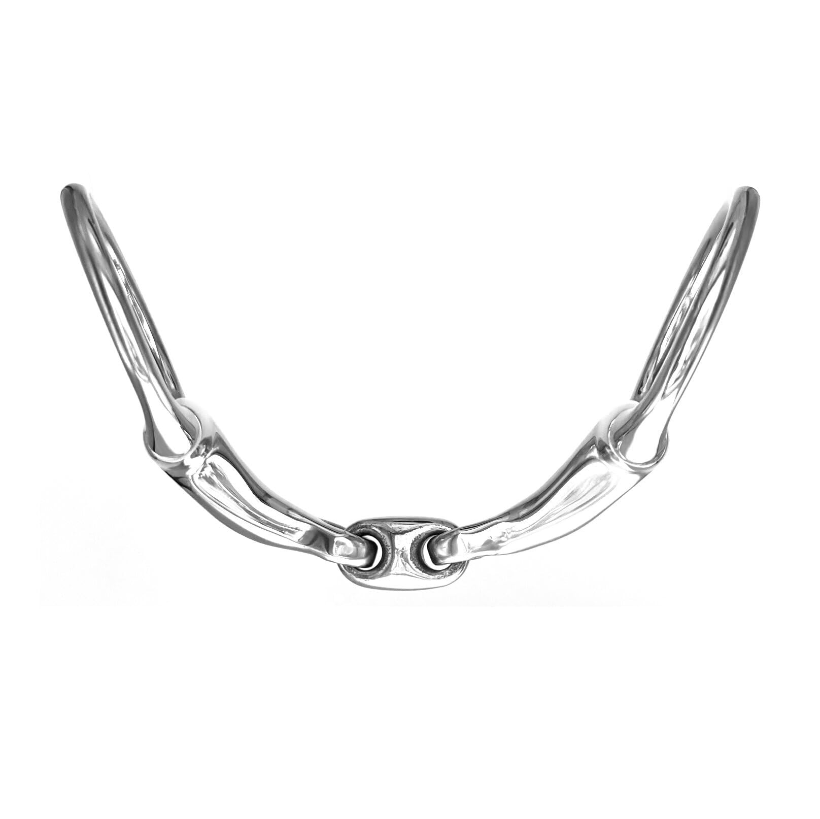 ES0084 Gebiss Olivenkopfgebiss Olivenkopftrense Doppelt Gebrochen aus Edelstahl Ringdurchmesser 70 mm Gebissstärke 14 mm (11.5 cm)