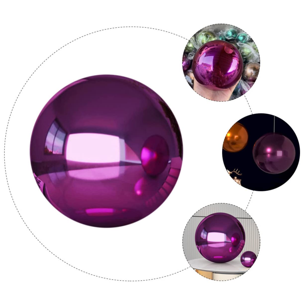 Lot De 5 Boules Réfléchissantes Rouge En Acier Inoxydable – Diamètres Variés – Déco Jardin Moderne Et Féerique