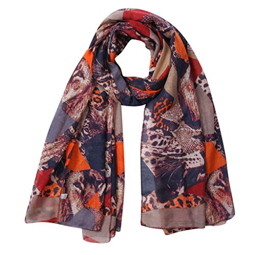 Bluestercool Femme Châle Automne Hiver Foulards Paris Mode Imprimé Echarpes en Mousseline de Soie, 90X180CM Cover